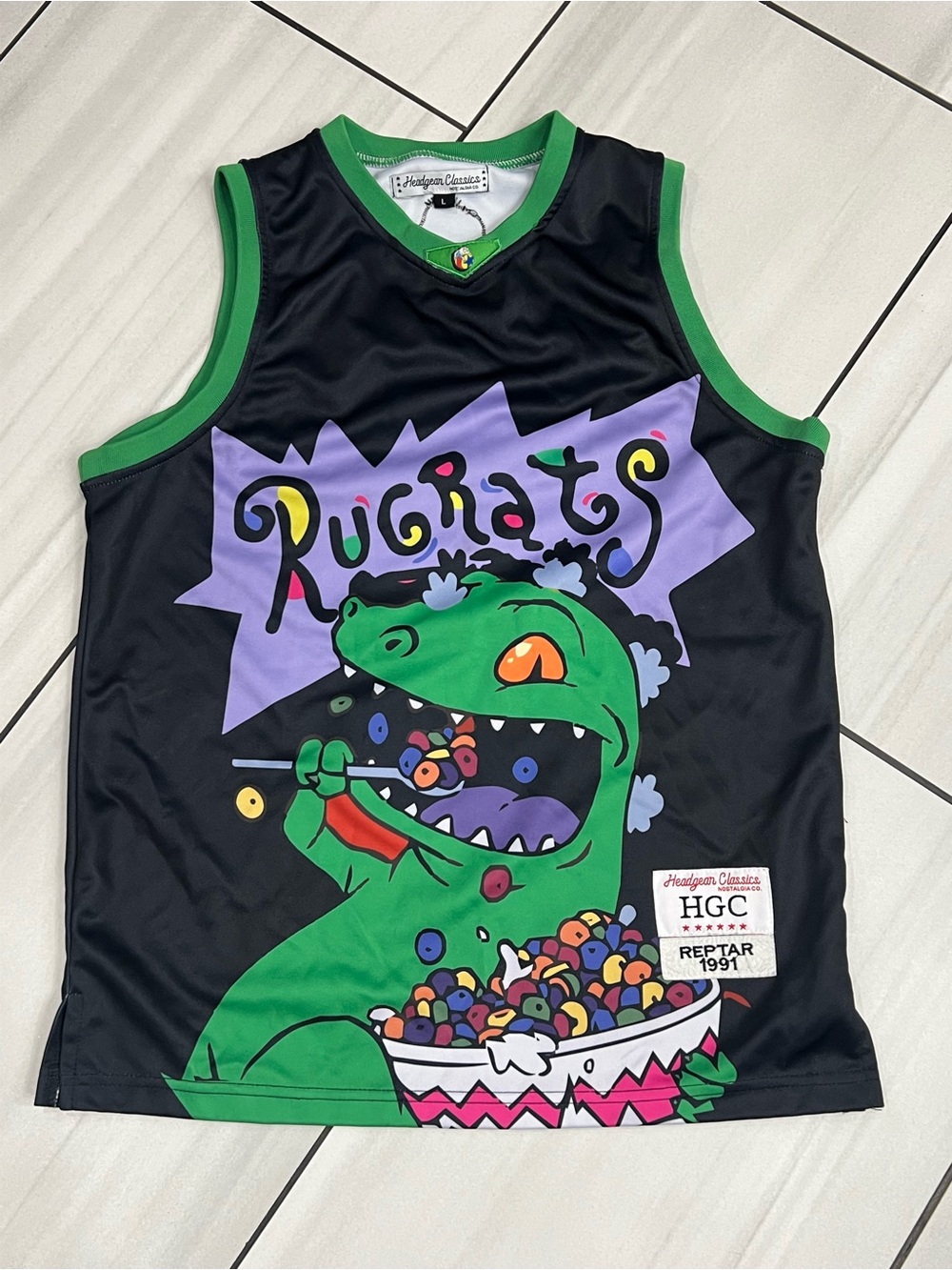 Headgear Classics Rugrats Reptar Basketball Jersey Tank Top Youth L Nostalgia